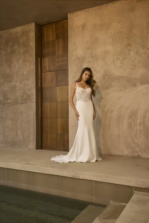 Style BL493 wedding dress by Beloved by Casablanca, fit & flare, lace