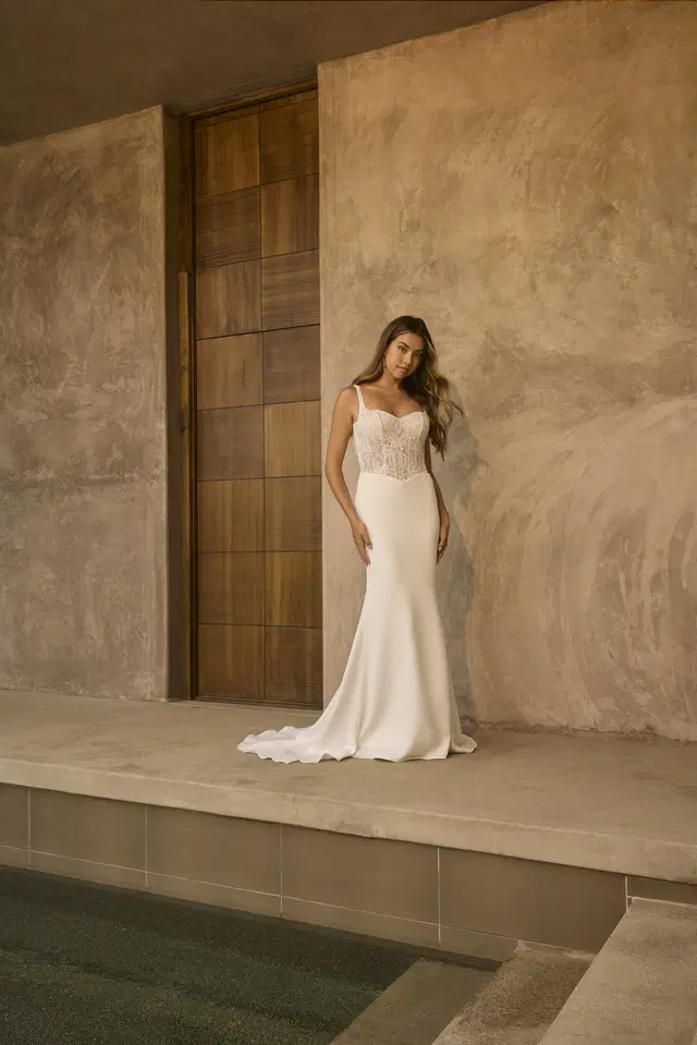 BL493 by Beloved by Casablanca: Fit & Flare silhouette, sweetheart neckline, sleeveless, lace