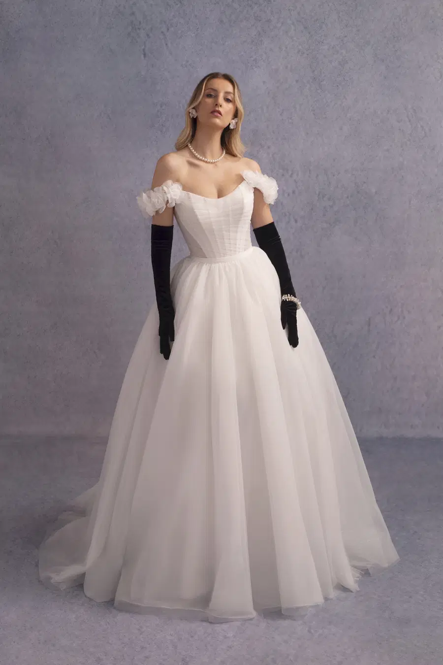 Braylee by Donna Salado Bridal: Ball Gown silhouette, scoop neckline, sleeveless, crepe