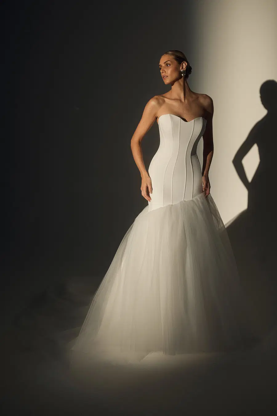LE167 by Casablanca Bridal: Mermaid silhouette, sweetheart neckline, crepe