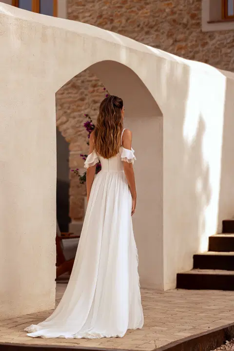 Sonia wedding dress by Tina Valerdi, A-line, chiffon