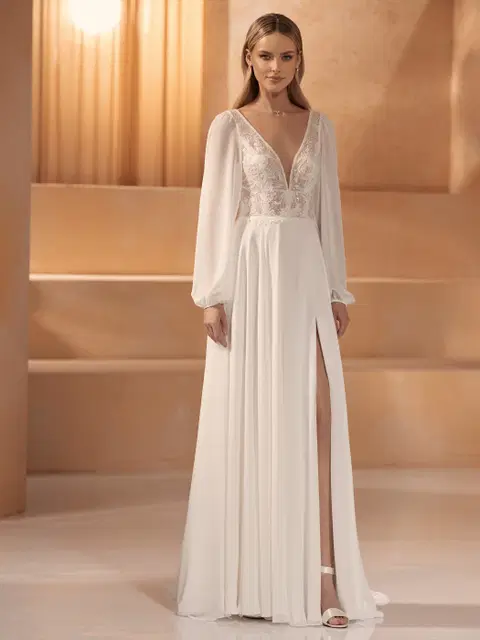 Ramona wedding dress by Bianco Evento, A-line, chiffon