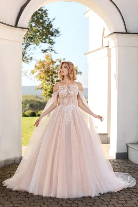 Style 1138 wedding dress by Angela Bianca, ball gown, lace