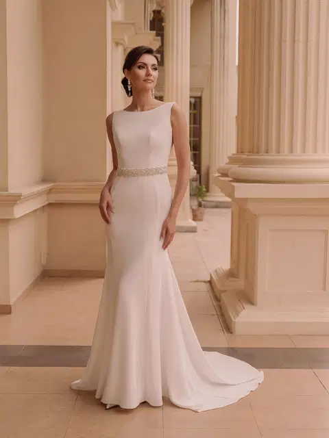 Style TO-2026TR wedding dress by Agnes, trumpet, satin