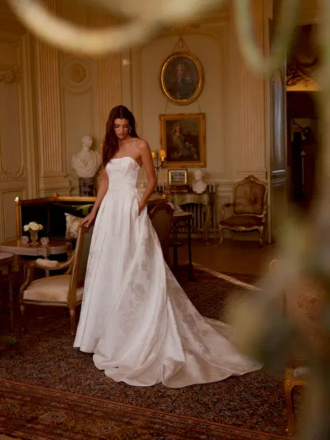 Josette wedding dress by Justin Alexander, A-line, mikado