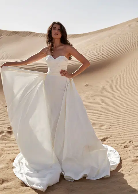 Gardenia wedding dress by Dando London, ball gown, satin