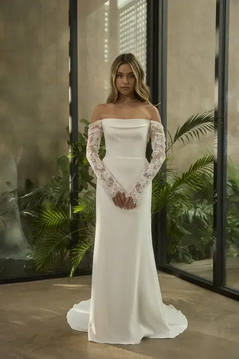 Style BL505 wedding dress by Beloved by Casablanca, fit & flare, lace