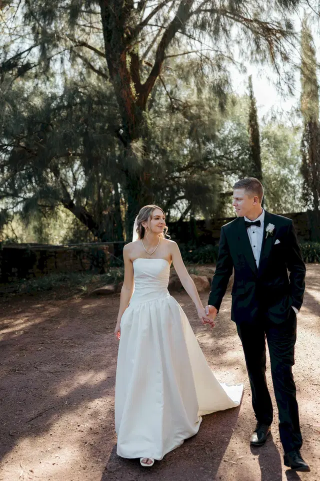 Avery by MWL Bride: straight neckline, sleeveless, satin