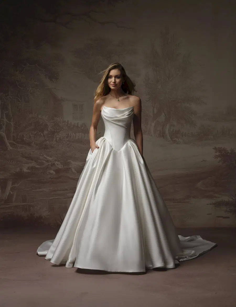 FIORITA by Maggie Sottero: Ball Gown silhouette, cat eye neckline, cap sleeves, tulle