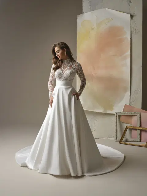 Trinity wedding dress by Maggie Sottero, A-line, lace