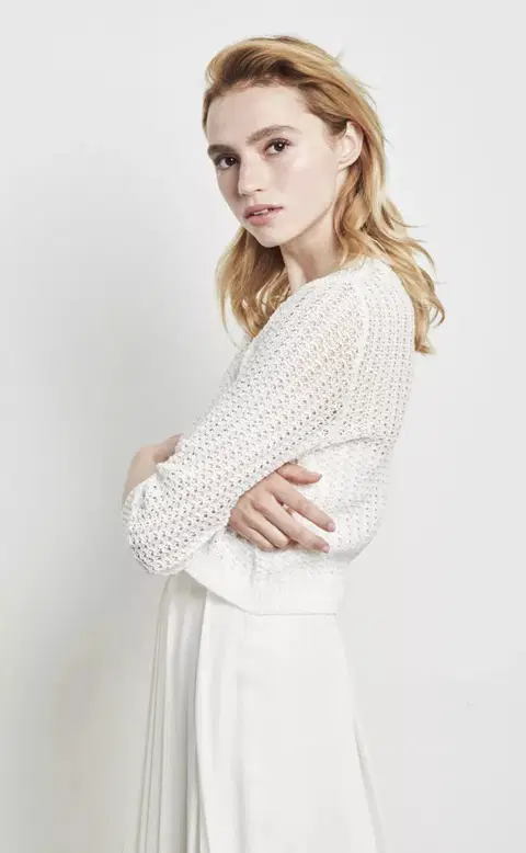 Veganer Brautpullover Neve wedding dress by Kisui, tulle, V-neck
