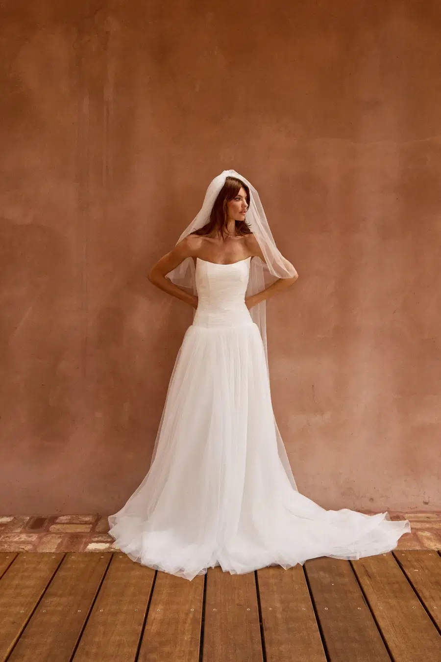 Aire by MWL Bride: A-Line silhouette, straight neckline, sleeveless, tulle