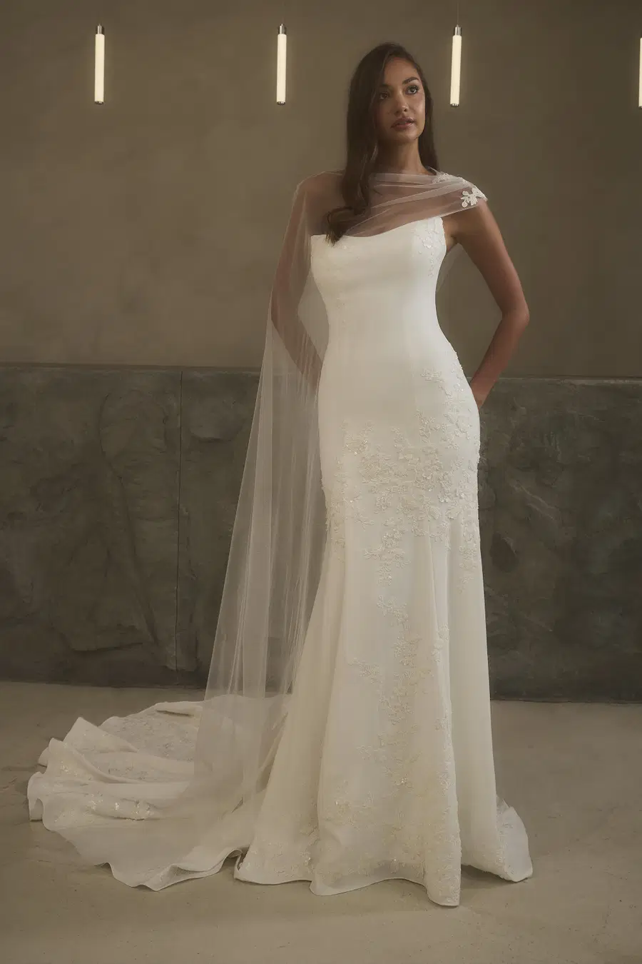 2626 by Casablanca Bridal: Fit & Flare silhouette, straight neckline, organza