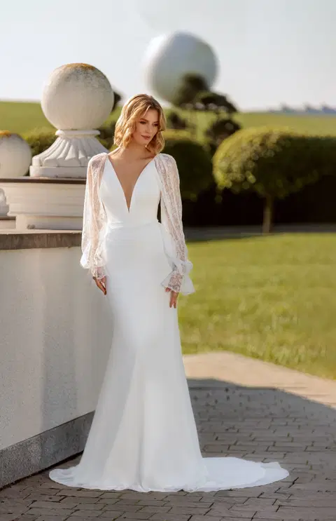 Style 1108 wedding dress by Angela Bianca, fit & flare, chiffon
