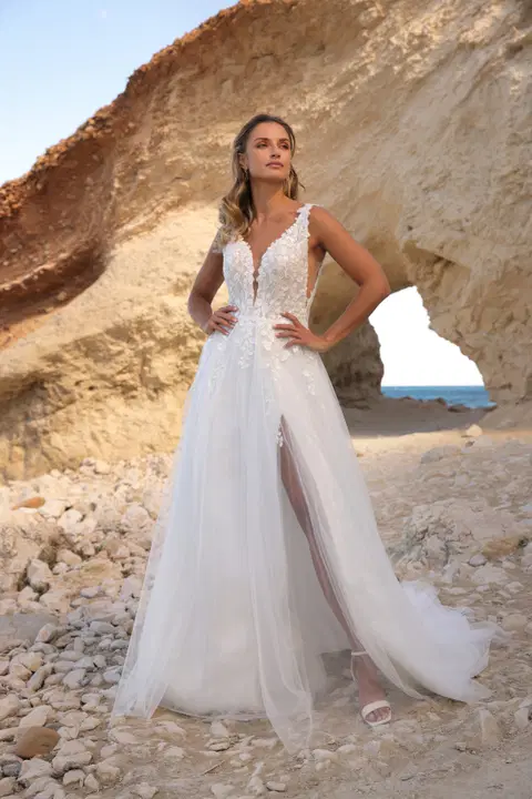 Ariam wedding dress by Azuree Bridal, A-line, lace