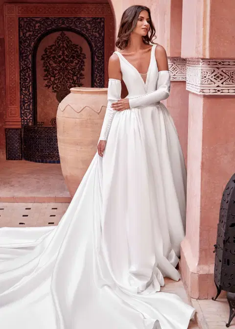 The Lady Vanishes wedding dress by Dando London, ball gown, satin