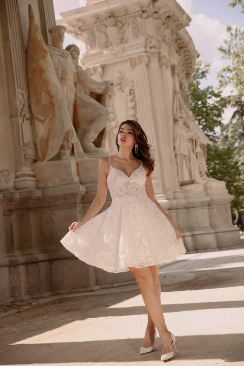 Style TO-2244 wedding dress by Agnes, A-line, lace