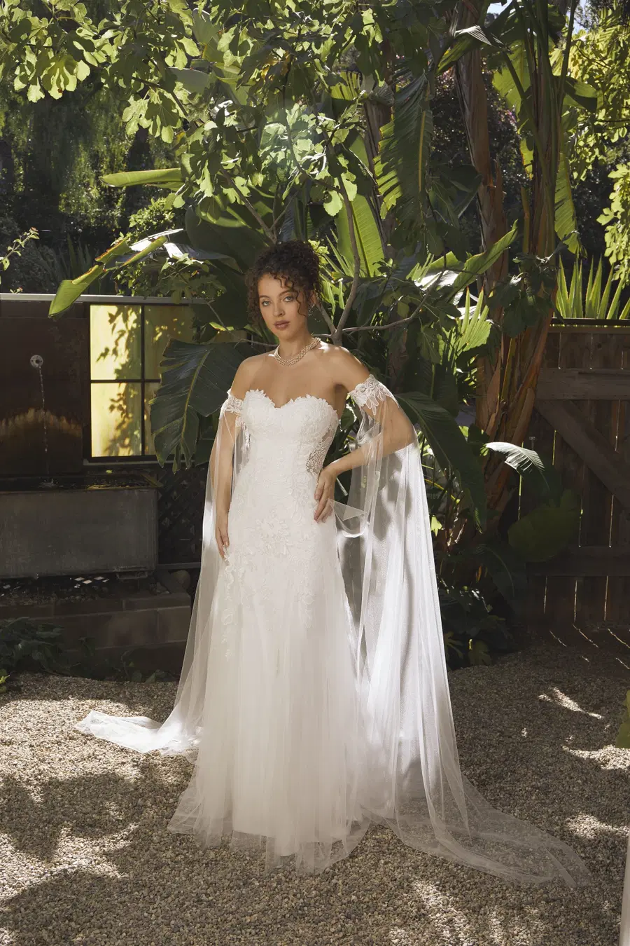 Lapis by Beloved by Casablanca: sweetheart neckline, sleeveless, lace, cathedral train