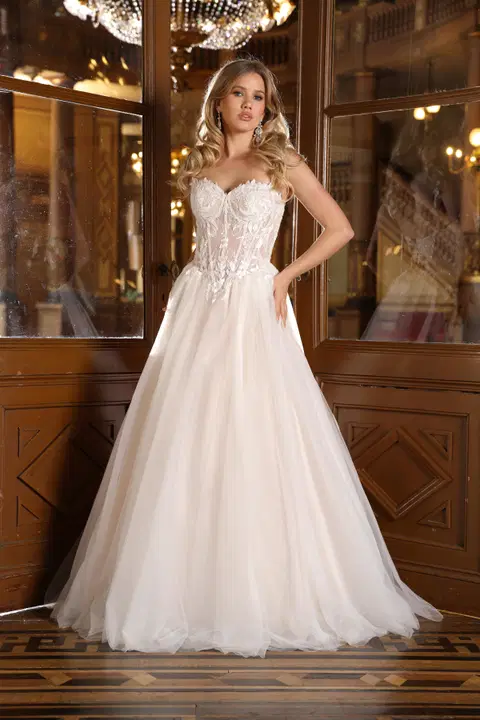 Bodine wedding dress by Azuree Bridal, ball gown, lace
