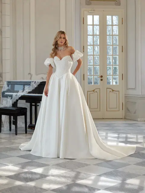 Katie wedding dress by Vanilla Sposa, ball gown, mikado