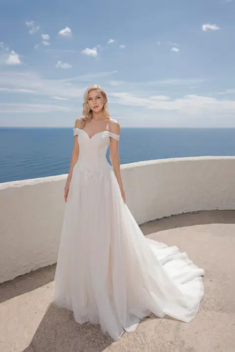 Style B2422 wedding dress by Amera Vera, A-line, lace
