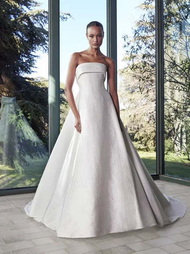 SKIES by Pronovias: A-Line silhouette, straight neckline, sleeveless, mikado
