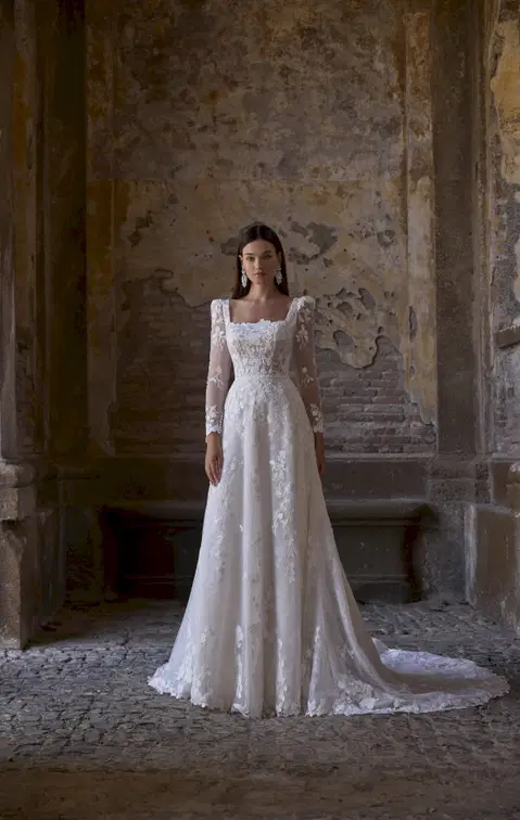 Apollonia 63273 wedding dress by Veni Infantino, A-line, lace