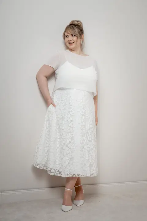 Rock Liza Midi Curvy wedding dress by noni, two-piece, lace