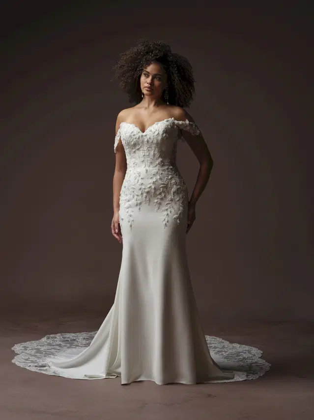 BLAIR by Sottero & Midgley: Fit & Flare silhouette, sweetheart neckline, detachable sleeves, lace