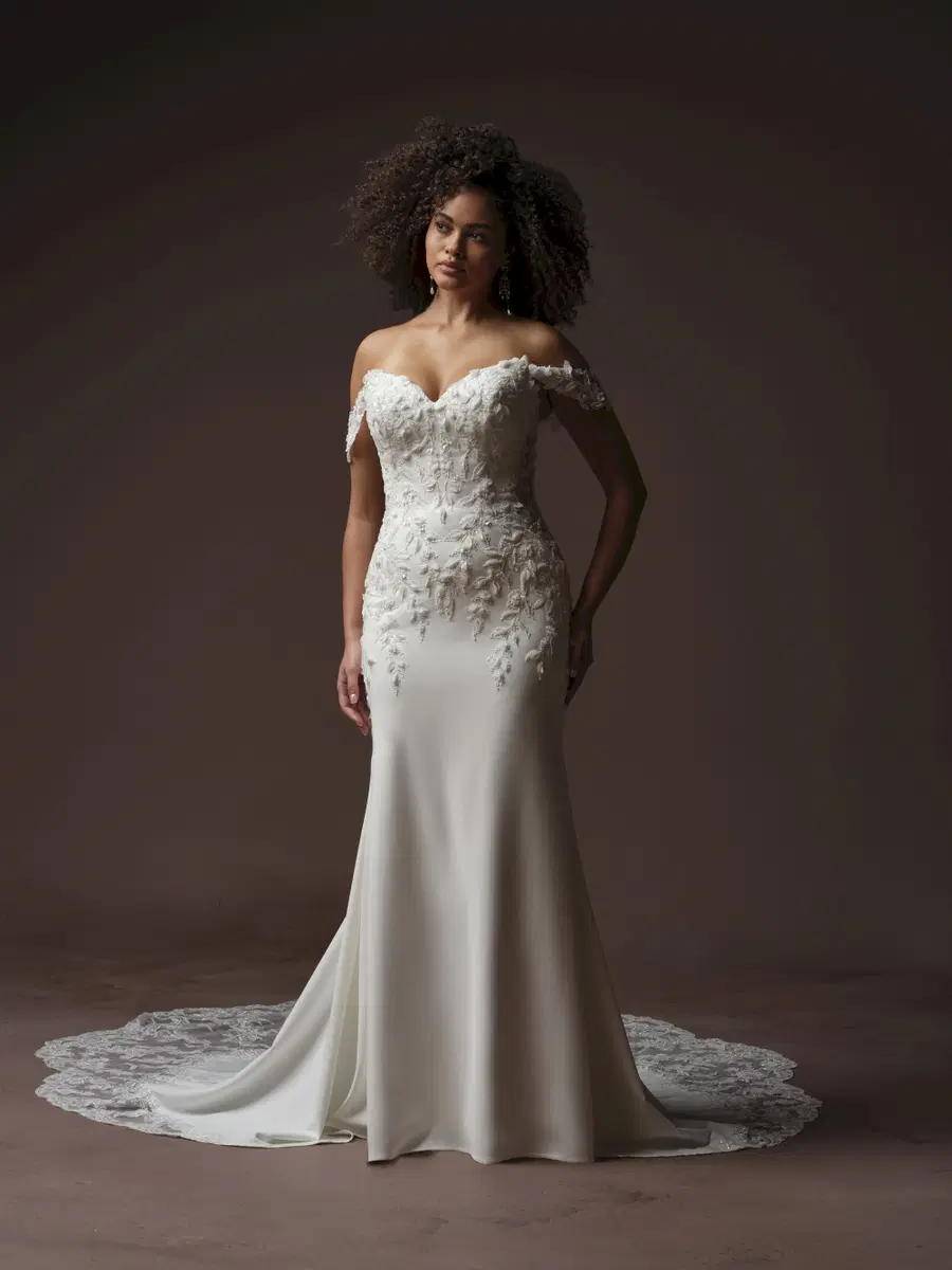 BLAIR by Sottero & Midgley: Fit & Flare silhouette, sweetheart neckline, detachable sleeves, lace