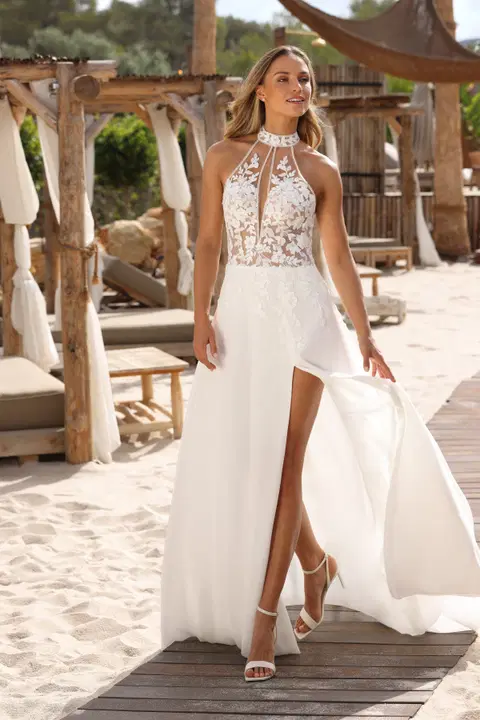 Adela wedding dress by Azuree Bridal, straight, chiffon