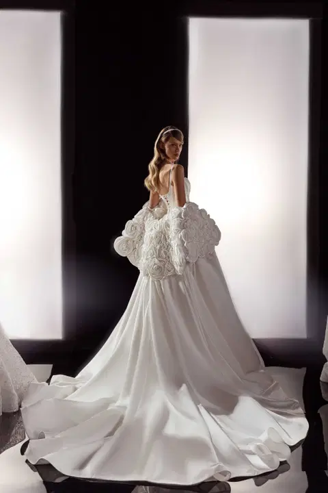 Verginia wedding dress by Tina Valerdi, ball gown, satin