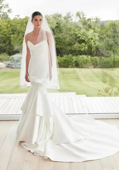 Safiyah wedding dress by Mori Lee, fit & flare, satin