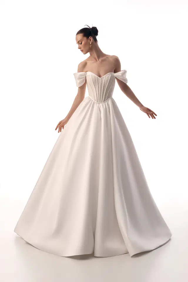 Mika by Innocentia: Ball Gown silhouette, sweetheart neckline, sleeveless, satin