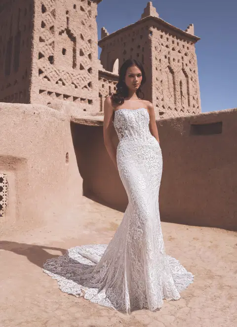 Tula wedding dress by Enzoani, fit & flare, lace