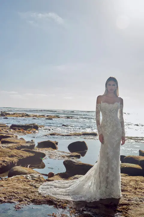 126242 Sylvia wedding dress by Calla Blanche, trumpet, lace
