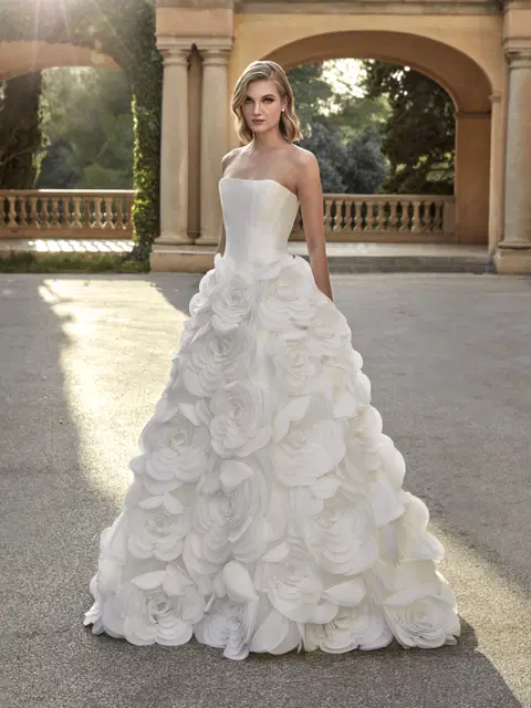 Celis wedding dress by Pronovias Privée, A-line, tulle