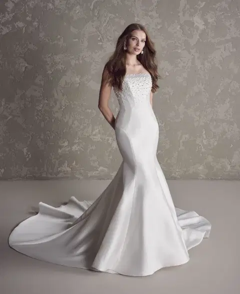 Jasper wedding dress by Sottero & Midgley, fit & flare, chiffon