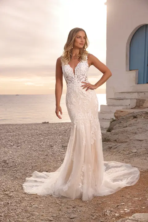 Anouk wedding dress by Azuree Bridal, fit & flare, lace