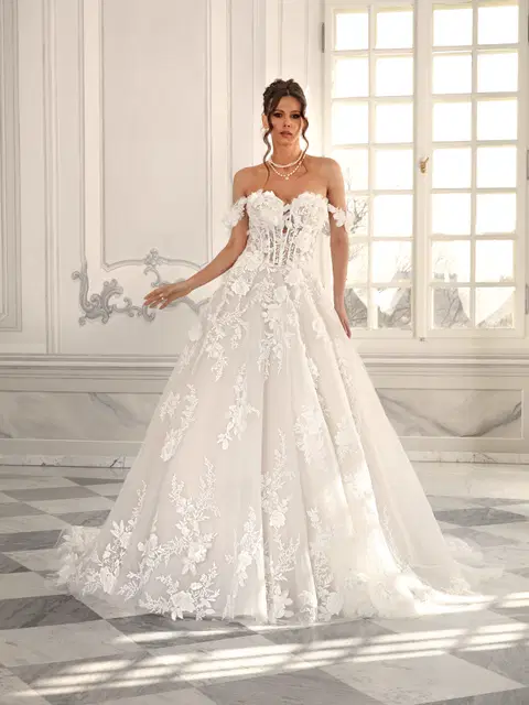 Kaitlyn wedding dress by Vanilla Sposa, ball gown, lace