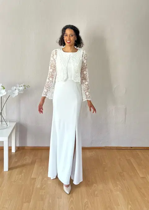 Jacke STBC 1234 wedding dress by myprettydress by Basedow, straight, macrame