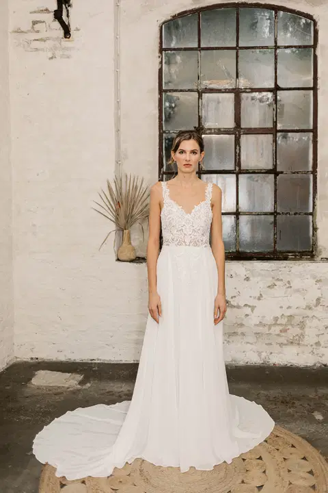 Rowena wedding dress by Esther Hofmann, A-line, chiffon