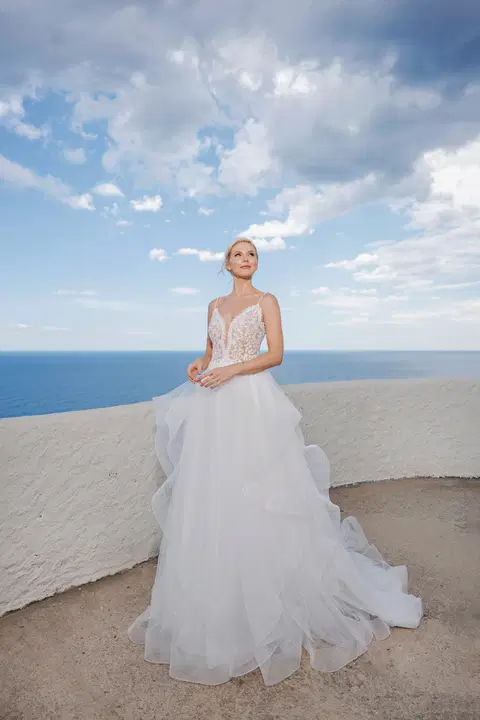 Style B2419 wedding dress by Amera Vera, ball gown, lace