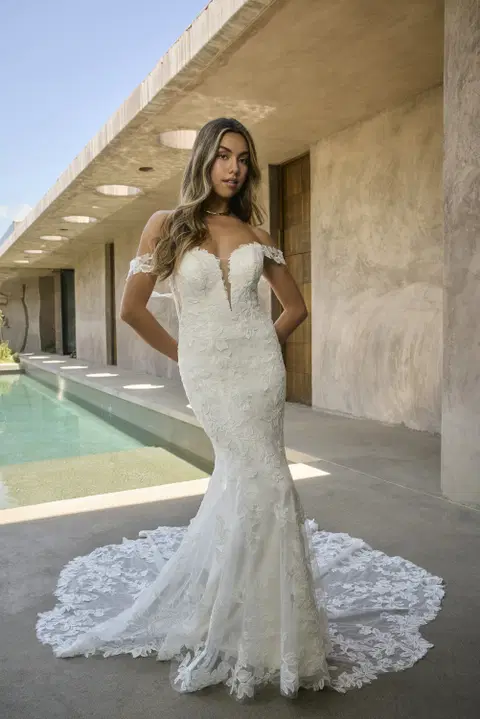 Style BL506 wedding dress by Beloved by Casablanca, fit & flare, lace