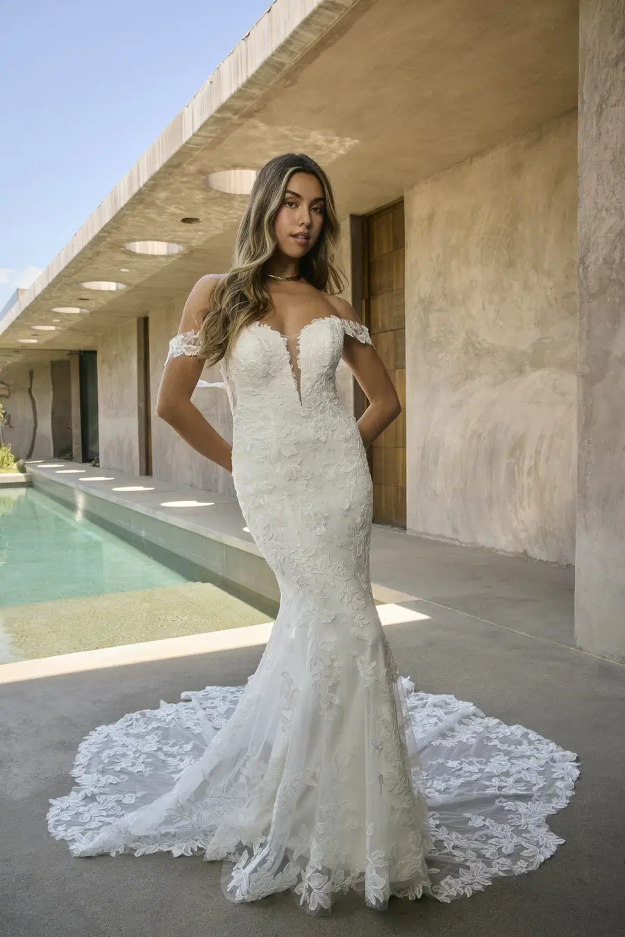 BL506 by Beloved by Casablanca: Fit & Flare silhouette, V-neck neckline, separate sleeves, lace