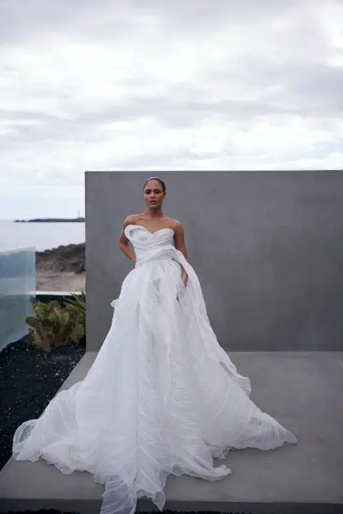 Ocean Bloom wedding dress by Liretta, ball gown, organza