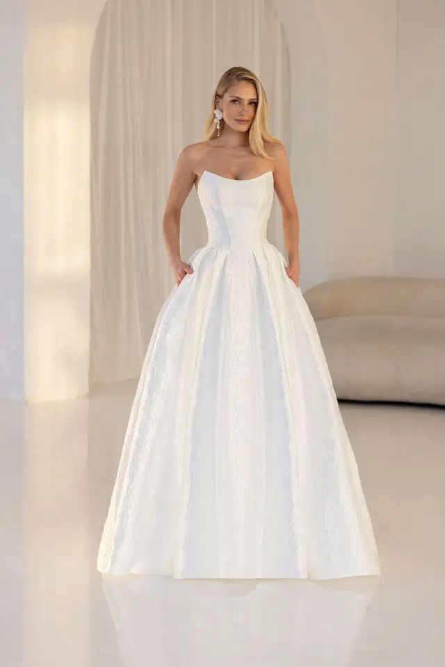 Live by Jarice: Ball Gown silhouette, straight neckline, sleeveless, brocade
