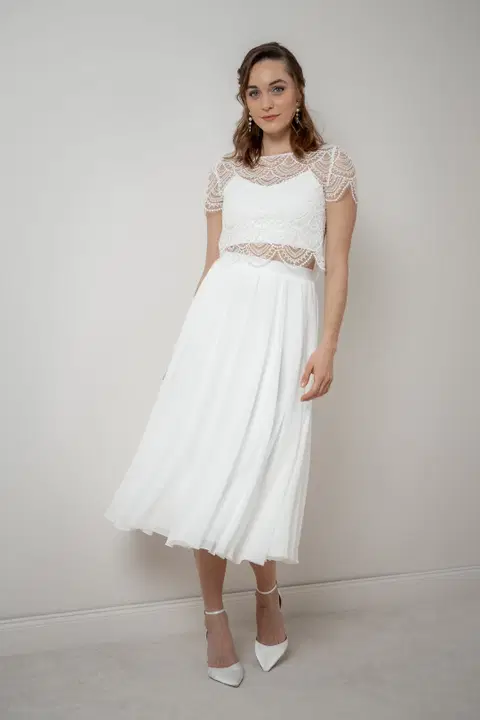 Rock Mireya wedding dress by noni, two-piece, chiffon