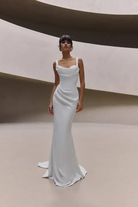 Celisetta wedding dress by Milla Nova, straight, satin
