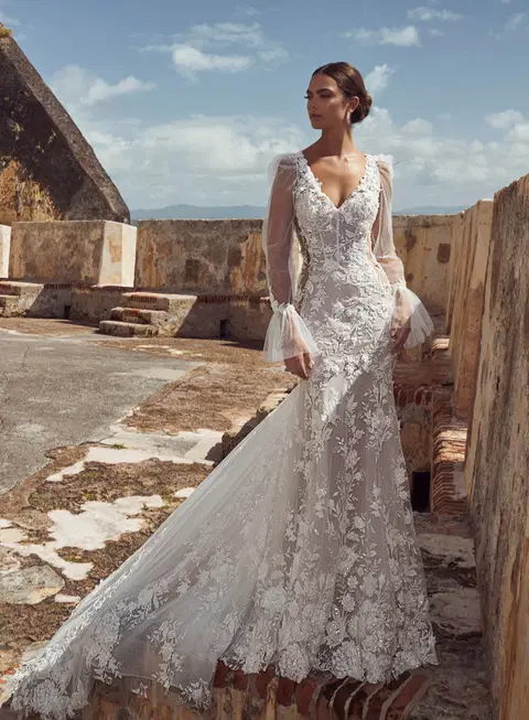 123124 Glenda wedding dress by Calla Blanche, trumpet, lace